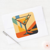 Mid Century Modern Sunrise Bauhaus Martini Quadratischer Aufkleber (Umschlag)
