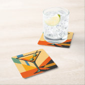 Mid Century Modern Sunrise Bauhaus Martini Rechteckiger Pappuntersetzer (Vor Ort)