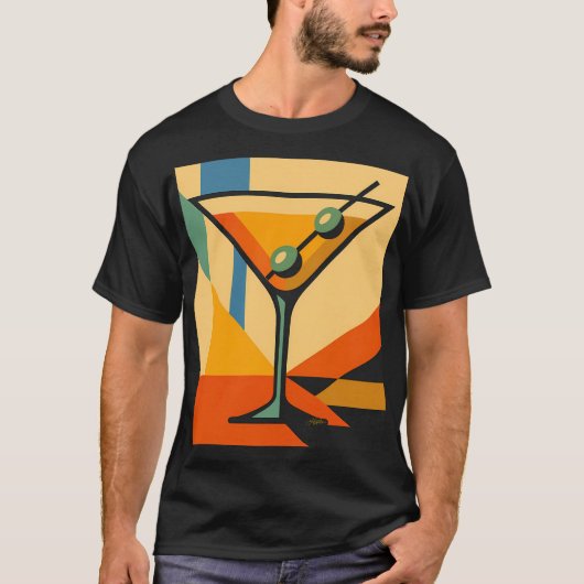 Mid Century Modern Sunrise Bauhaus Martini T-Shirt (Vorderseite)