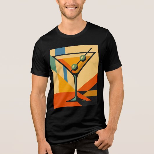 Mid Century Modern Sunrise Bauhaus Martini Tri-Blend Shirt (Vorderseite)