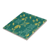 Mid-Century Modern Teal Botanical Geometric Leaf Fliese (Seite)