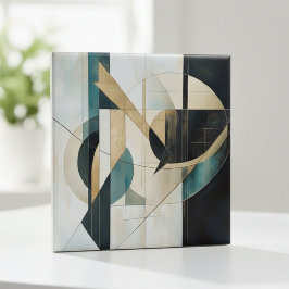 Mid-Century Modern Teal Gold Linear Geometric Fliese