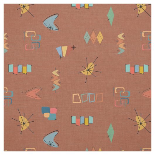 Mid Century Modern Texturiert Sattelbraun Stoff (Muster)
