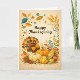 Mid Century Modern Thanksgiving Turkey Harvest Karte