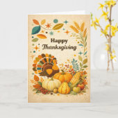 Mid Century Modern Thanksgiving Turkey Harvest Karte (Gelbe Blume)