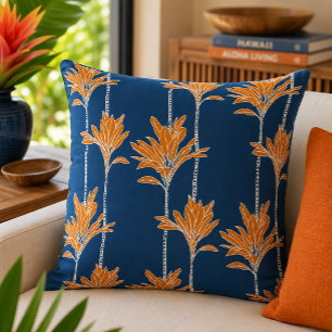 Mid Century Modern Tropisches Ti-Blatt-Blumenmuste Kissen