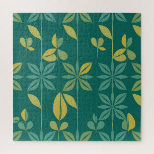 Mid-Century Modern Türkis Botanisches Geometrische Puzzle
