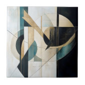 Mid-Century Modern Türkis Gold Linear Geometrisch Fliese (Vorderseite)