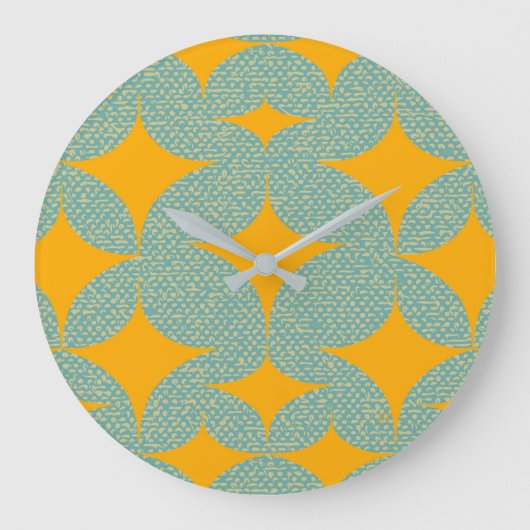 Mid Century Modern Turquoise Diamond Große Wanduhr (Vorderseite)