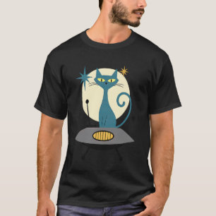Mid Century Modern UFO Katze Retro Futuristisch T-Shirt