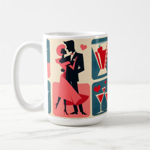 Mid Century Modern Valentinstag Tanzendes Paar Kaffeetasse