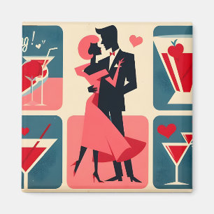 Mid Century Modern Valentinstag Tanzendes Paar Magnet