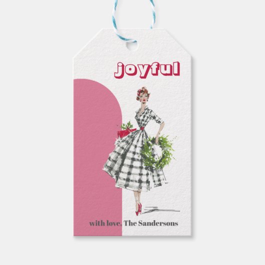Mid Century Modern Vintage Lady Gift Tag Geschenkanhänger (Vorderseite)
