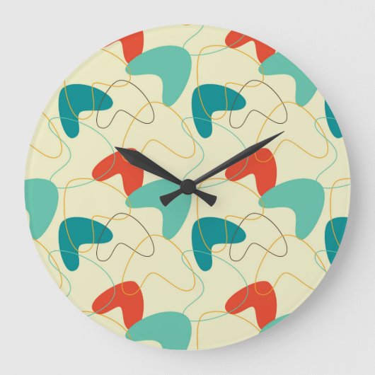 Mid-Century Modern Wall Clock, Retro Pattern Große Wanduhr (Vorderseite)