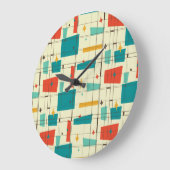 Mid-Century Modern Wall Clock, Square Patterns Große Wanduhr (Winkel)
