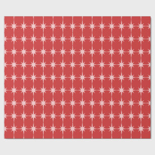 Mid Century Modern Weihnachten Pink und rote Stern Geschenkpapier