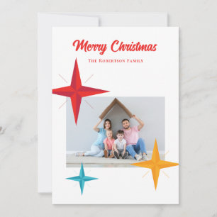 Mid-Century Modern Weihnachten, Retro Sterne Feiertagskarte
