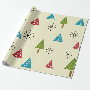 Mid Century Modern Weihnachtsbäume Geschenkpapier