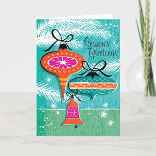 Mid-Century Modern Weihnachtskarten-Ornamente Feiertagskarte