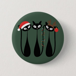 Mid Century Modern Weihnachtskatzen Retro Klassike Button