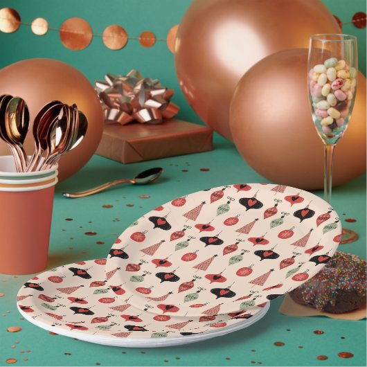 Mid Century Modern Weihnachtsmuster Pappteller (Multi)