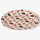 Mid Century Modern Weihnachtsmuster Pappteller (Schrägansicht)