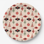 Mid Century Modern Weihnachtsmuster Pappteller (Vorderseite)