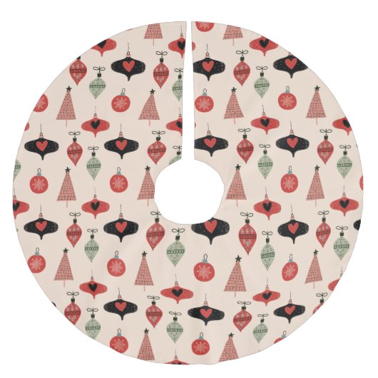 Mid Century Modern Weihnachtsmuster Polyester Weihnachtsbaumdecke (Vorderseite)