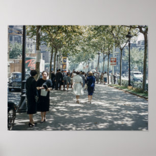 Mid Century Modern Women Paris Street Mode Poster