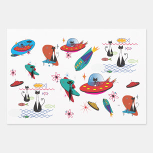 Mid Century Modern Wrapping Paper Geschenkpapier Set