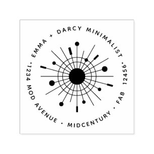 Mid-Century Moderner Minimalistischer Atom-Sternen Permastempel