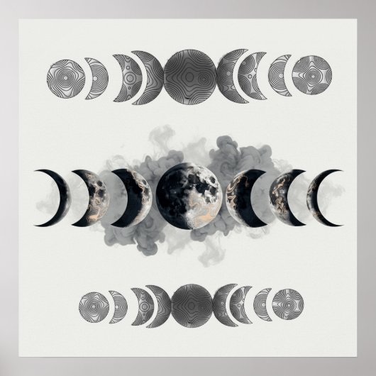 Mid-Century Moon Phases Totem Poster | Bauhaus Geo (Vorne)
