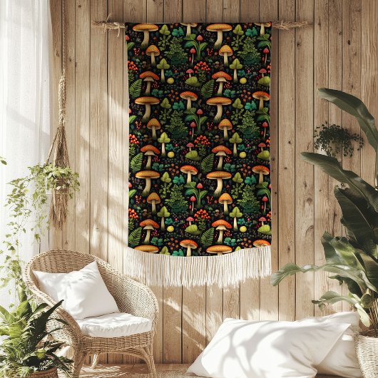 Mid-Century Mushroom Blanket Earthy Cottage Vibe Fleecedecke