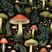 Mid-Century Mushroom Curtain Soft Earthy Hues Duschvorhang