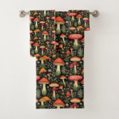 Mid-Century Mushroom Towel Rustic Forest Feel Badhandtuch Set (Insitu)