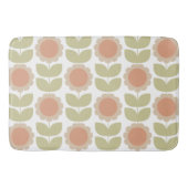 Mid-Century Pastel Pink Retro Floral Pattern Badematte (Vorderseite)