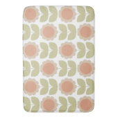 Mid-Century Pastel Pink Retro Floral Pattern Badematte (Vorderseite Vertikal)