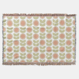  Mid-Century Pastel Pink Retro Floral Pattern Decke
