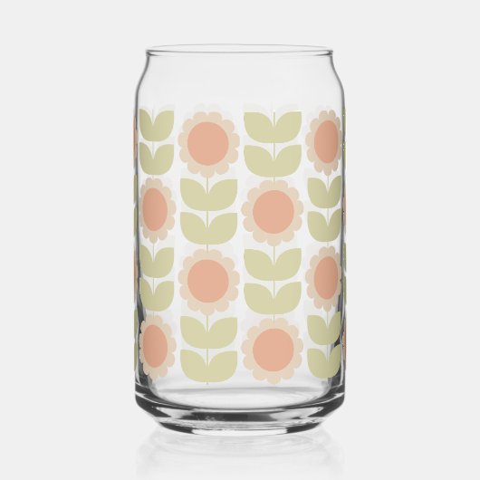  Mid-Century Pastel Pink Retro Floral Pattern Dosenglas (Rechts)