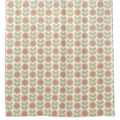 Mid-Century Pastel Pink Retro Floral Pattern Duschvorhang (Vorderseite)