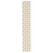 Mid-Century Pastel Pink Retro Floral Pattern Großer Tischläufer (Vorderseite)