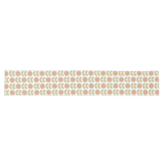 Mid-Century Pastel Pink Retro Floral Pattern Großer Tischläufer (Horizontal)