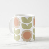  Mid-Century Pastel Pink Retro Floral Pattern Kaffeetasse (Vorderseite Links)