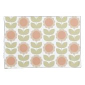  Mid-Century Pastel Pink Retro Floral Pattern Kissenbezug (Vorderseite-Rechts)