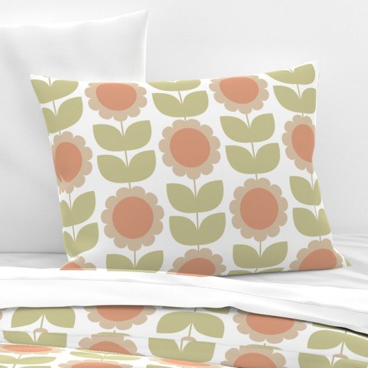  Mid-Century Pastel Pink Retro Floral Pattern Kissenbezug