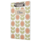  Mid-Century Pastel Pink Retro Floral Pattern Klemmbrett (Links)