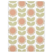 Mid-Century Pastel Pink Retro Floral Pattern Klemmbrett (Rückseite)