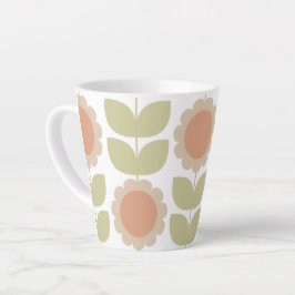  Mid-Century Pastel Pink Retro Floral Pattern Milchtasse