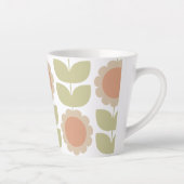  Mid-Century Pastel Pink Retro Floral Pattern Milchtasse (Rechts)