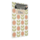  Mid-Century Pastel Pink Retro Floral Pattern Mini Klemmbrett (Schrägansicht)